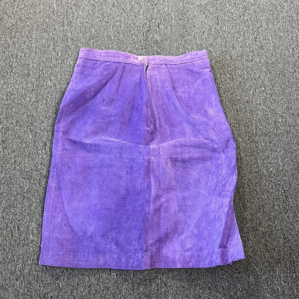 Vintage Y2k Avon 100% Leather Purple Mini Pencil High Waisted Skirt 9/10 27